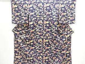 扇に花模様小紋着物